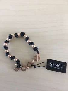 BNWT SENCE Copenhagen K143 Rose Gold, Leather With Grey Agate Bracelet - Picture 1 of 2