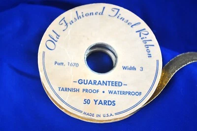 VTG 1950S ROLL RIBBON  CRAFTS, CHRISTMAS 5/8" GOLD Metallic TINSEL MESH 25 YARDS - Image 1 of 3