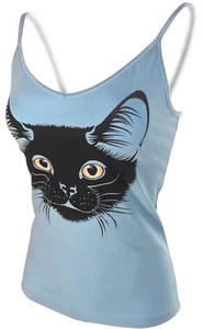 Chartreux Cat Shirt Women's Shelf Bra Tank Top, Baby Blue - Picture 1 of 4