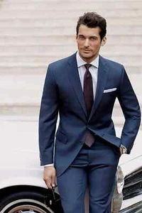 Navy Blue Men’s Slim Fit 2-Piece Suit with Two Button - Modern Stylish Blazer - Picture 1 of 7