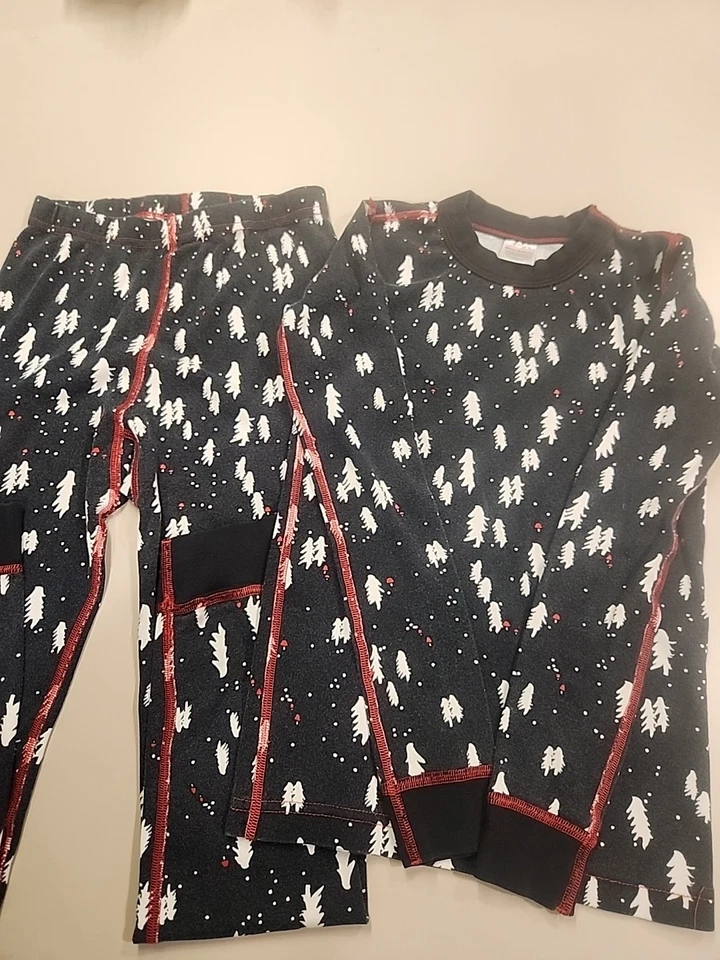 HANNA ANDERSSON Snug Fit Organic Cotton Pajamas PJ's BLACK Trees Size 10 - Image 1 of 4