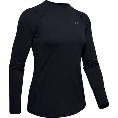 Under Armour 1343321 Womens UA ColdGear Base 2.0 Top Baselayer Crew Shirt, Black - Image 1 of 4
