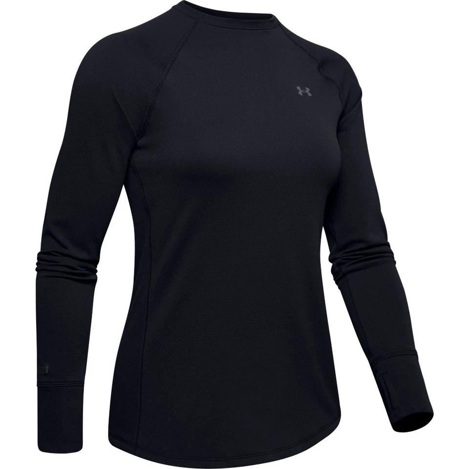 Under Armour 1343321001XL Base 2.0 Womens XL Black Baselayer Crew L/s Shirt