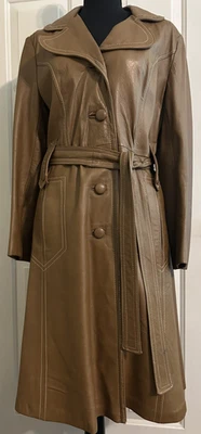 Abrigo de cuero Dan Di Modes vintage talla 14 costuras blancas Foto 1 de 4