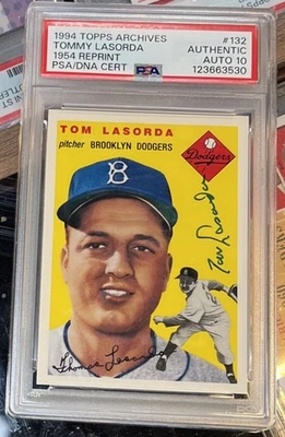 1994 Tommy Lasorda Topps Archives Baseball #132 Auto  PSA 10 - Image 1 of 3