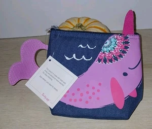 Thirty-One Food Pouch Narwhal Splash Cool Zip Snacker 6×5 New With Tags  - Picture 1 of 21