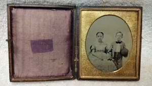 1/6 Plate Ambrotype Beautiful Young Girl & Boy Circa 1860 in Older Case & Frame - Picture 1 of 15