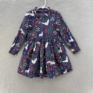 Mini Boden Harry Potter Dress Girls 4-5 110cm Purple Floral Animal Ruffled Lined - Picture 1 of 13