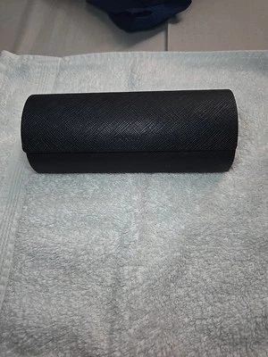 Prada Sunglasses Eyeglasses Case Only Black Faux Leather Felt Hard Shell Round - Image 1 of 4