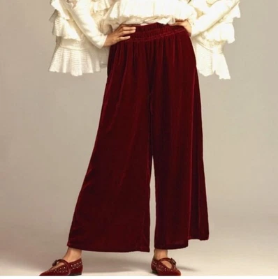 Pantalones Anthropologie The Somerset Ciruela Terciopelo Edición Grande NUEVO con etiquetas Foto 1 de 4