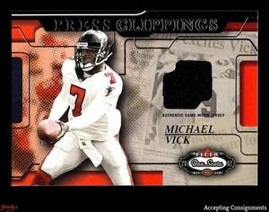 2002 Fleer Box Score Press Clippings #15 Michael Vick GAME USED JERSEY FALCONS - Picture 1 of 2