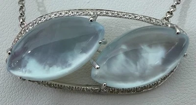 0.21 CTW Diamond, 19.10 CTW Blue Topaz and Mother of Pearl Necklace - 18K Gold - Image 1 of 4