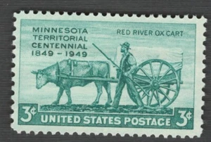 US. 981. 3c. Pioneer & Red River Oxcart. Minnesota Territory Issue. MNH. 1949 - Picture 1 of 1