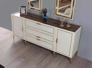 Wohnzimmer Set Anrichte mit 2x Spiegel Garnitur Holz 3tlg weiß Sideboard - Bild 1 von 4
