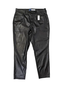 Pantalones al Tobillo Old Navy Cintura Alta OG Rectos Imitación Cuero 14 Negros Nuevos con Etiquetas - Imagen 1 de 7