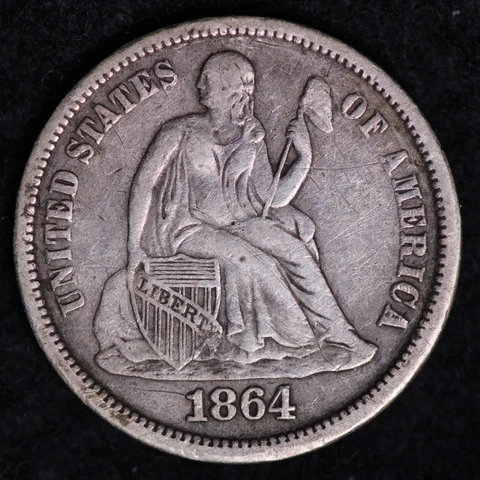 1864-S Seated Liberty Dime CHOICE XF Tough Date FREE SHIPPING E802 YEXR Cover