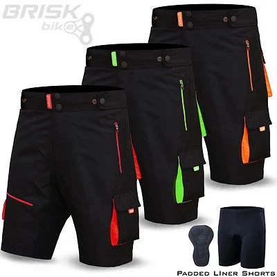 Mens Cycling Short MTB Downhill Off Road Cycle Bicycle Shots Padded Liner Shorts - Image 1 of 2
