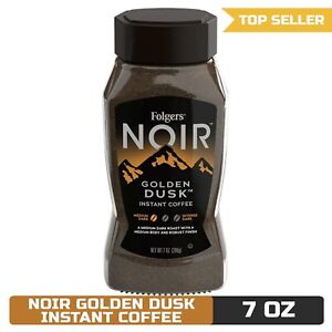 Folgers Noir Instant Coffee, Golden Dusk Medium Dark Roast, 7 oz Jar