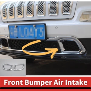 Front Bumper Air Intake Decor Ring Fit For Jeep Cherokee 2014-2018 Chrome 2pcs - Picture 1 of 10