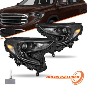 For 2018-2021 GMC Terrain Xenon HID 2Pcs Black Headlights w/ LED Headlamps L+R - Picture 1 of 6