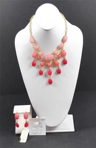 Raffinierter Stil Youmi K Rosa Stein Halskette Ohrringe Set Handarbeit Handwerker - Bild 1 von 12