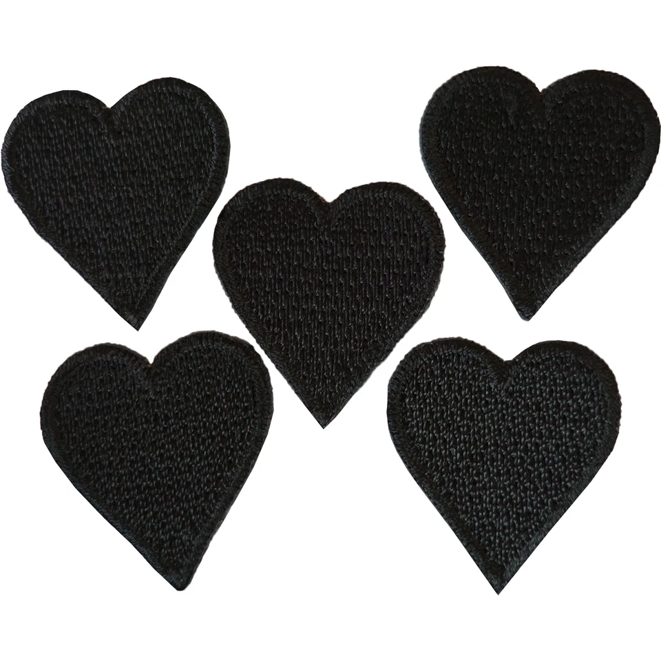 5 kleine Größe schwarz Liebe Herz Patches Eisen Nähen Abzeichen bestickt Abzeichen Aufnäher