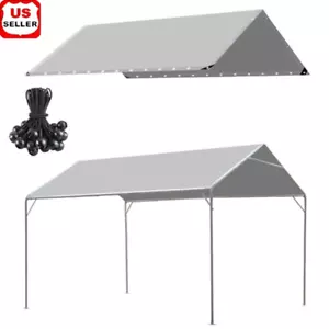 Carport Canopy Cover Heavy Duty Waterproof UV Resistant Tarp W/ Bungee Cords New - Picture 1 of 7