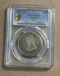 Ecuador - 1857 Silver 4 Reales (PCGS F 12) - Picture 1 of 4
