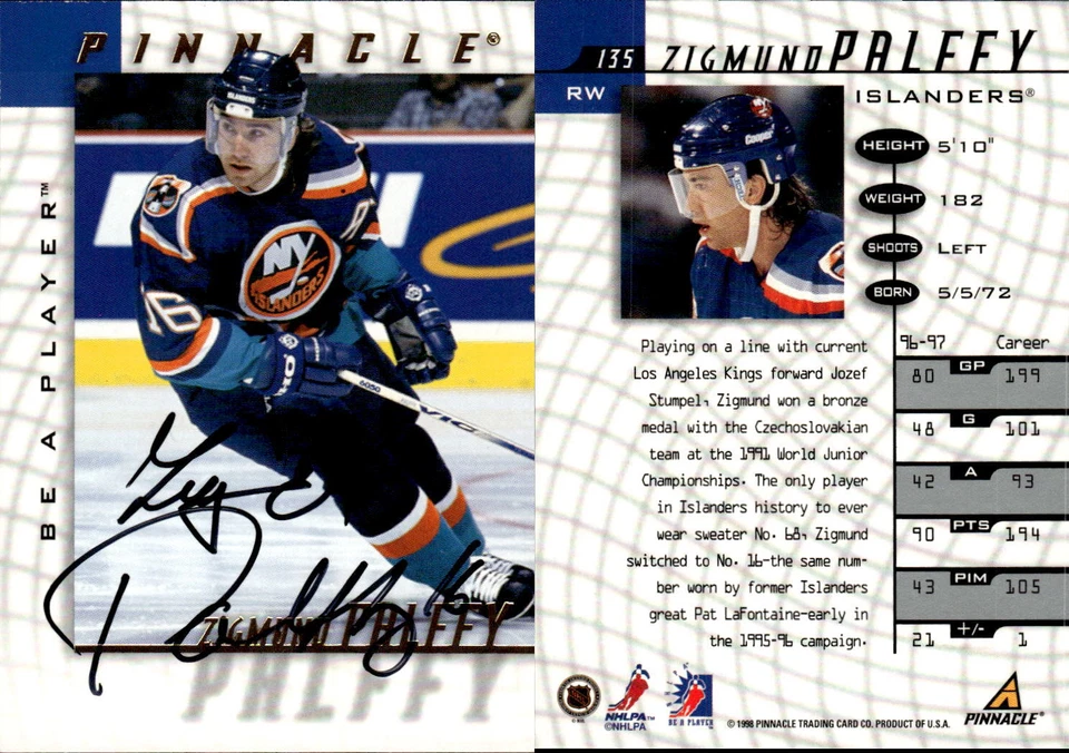 1997-98 Be A Player Autographs #135 Zigmund Palffy Auto - NM-MT - Image 1 of 1