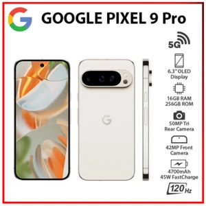 (New) Google Pixel 9 Pro 5G 16GB+256GB PORCELAIN Unlocked Android Cell Phone - Afbeelding 1 van 7