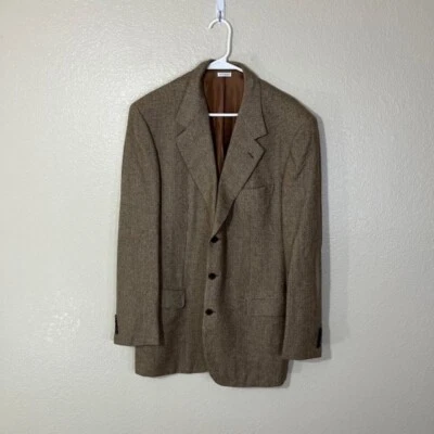 Chaqueta Abrigo Deportivo Brioni Augusto Marrón Naranja Tejido 100% Cachemira Pura 42L Foto 1 de 4