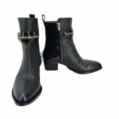 Alexander Wang Gabrielle Pebbled & Patent Leather Boots Black Women's Sz 5.5  - Image 1 of 4