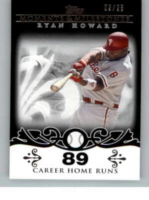 2008 Topps Moments and Milestones Black #30-1 Ryan Howard 25 (ref 136823) - Image 1 of 2