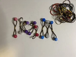 Vintage 80s Ball Barrettes Ties Bead Twin Knocker Ball Pony Tail Holders - Picture 1 of 3