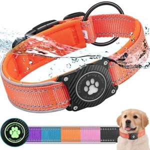 Airtag Dog Collar with Waterproof Air Tag Holder Luminous Reflective Soft Pad... - Picture 1 of 6