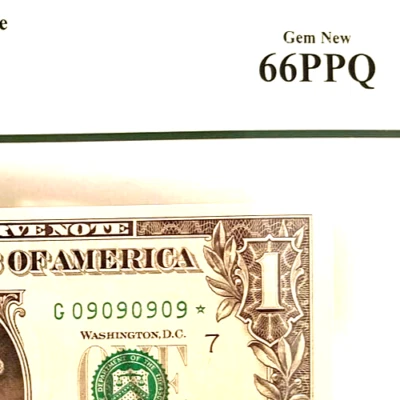 FANCY SUPER REPEATER # 09090909* STAR serial number $1 PCGS 66 PPQ series 2003 - Image 1 of 3