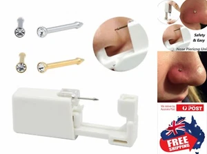 Disposable Sealed Nose Piercing Gun Kit Tool With 316L Stud Bone With Gem 1pc - Picture 1 of 4