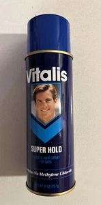 Vintage 1987 Vitalis Super Hold Man Hair Spray Aerosol Metal Can NOS Full 8 Oz. - Picture 1 of 8