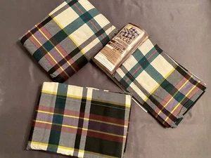 Vintage NEW LOG CABIN Twin Flannel Sheet Flat /Fitted /Case Earthtone Plaid - Picture 1 of 6