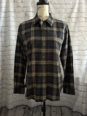 Theory 格子 100% 棉纽扣长袖衬衫上衣,尺寸 M — 第 1/4 张图片