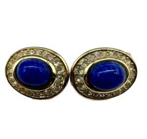Vintage Christian Dior Sodalith Halo Ohrclips keine fehlenden Steine - Bild 1 von 5