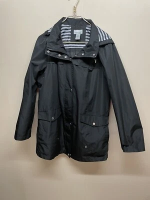 Catherine’s Black Coat 0X 44” Bust 32” Length Zip Off Hood - Image 1 of 4