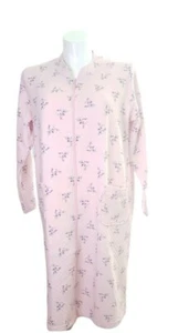 Dreams and Company Robe Zippered Pink Floral Long Sleeves Size 14-16 New - Picture 1 of 7