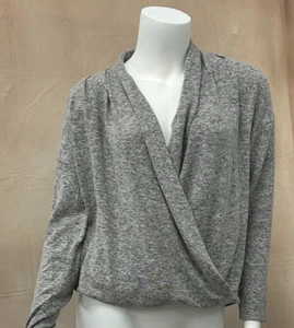 WOMEN'S GIBSON TOP NWOT SWEATER GRAY PULLOVER SIZE PXXS DRAPED FRONT VNECK - Picture 1 of 7