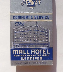 1940s Excise Tax The Mall Hotel Portage Ave. Winnipeg MB Canada Matchbook - Picture 1 of 1