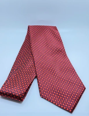 UMO LORENZO ИТАЛИИ - МУЖСКОЙ ШЕЛКОВЫЙ ГАЛСТУК ДВА ТОНА КРАСНЫЙ - Изображение 1 из 3