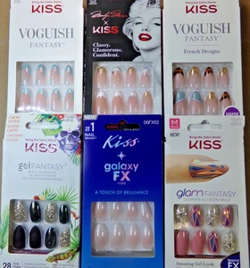 Kiss Nails Medium Length, Almond Shape GLUE ON - Choose Color - Picture 1 of 13