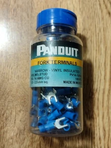 Panduit PV14-10FN-C schmale Vinyl isolierte Gabelklemmen Menge 97 blau #10 M5  - Bild 1 von 13