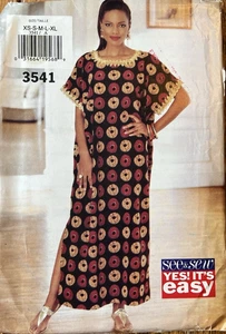 90er BUTTERICK 3541 siehe Schnittmuster UNGESCHNITTEN Kaftan Seitenschlitz locker XS S M L XL - Bild 1 von 2