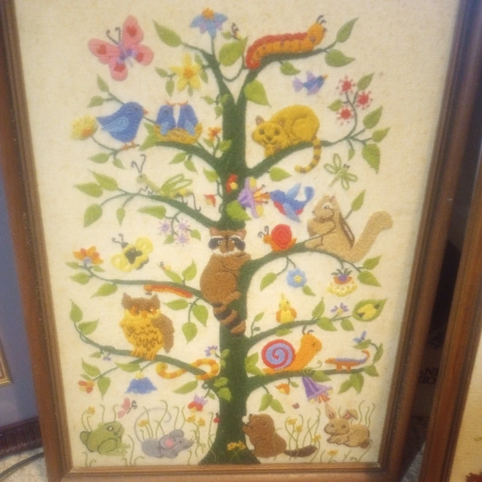 ДЕРЕВО ЖИЗНИ Эллен Серебряный Винтажный Набор для Вышивки Кремом Сова Лягушка 15.5x20.5  - Изображение 1 из 4